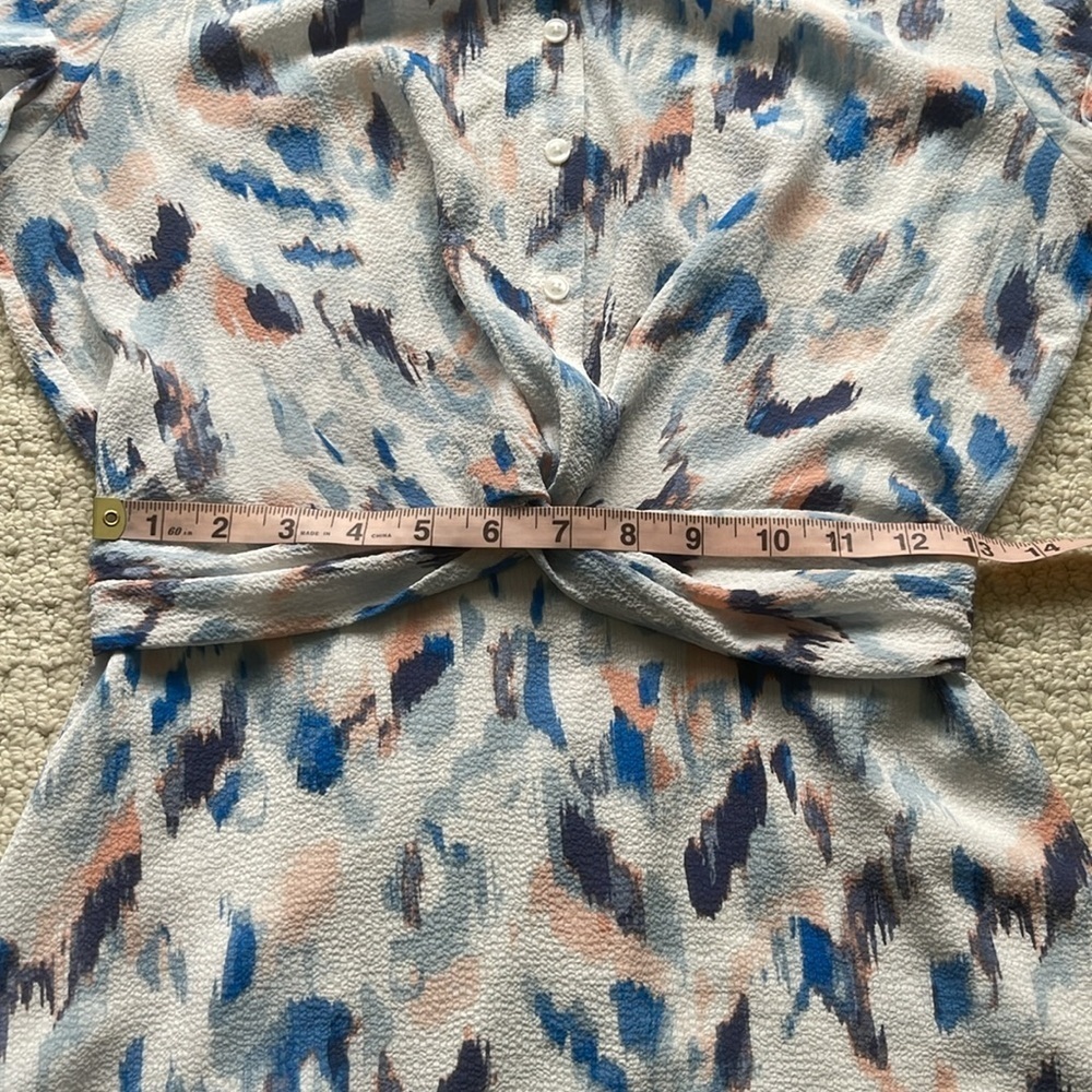 Reitmans Printed Short Sleeve Button-Front Tie-Waist Dress Size XXS - Picture 11 of 13